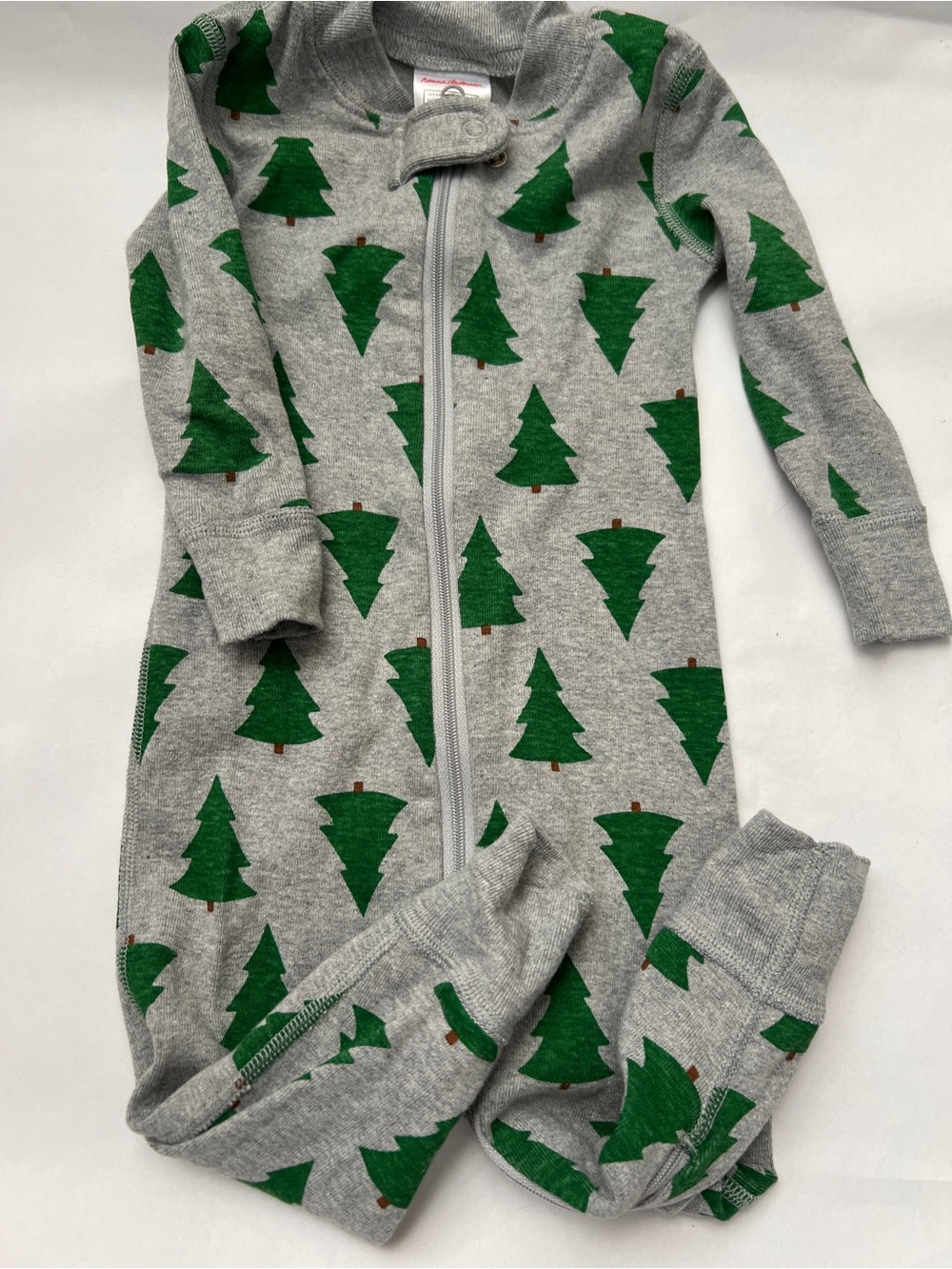 Kids Grey Pajamas with Green Tree Print